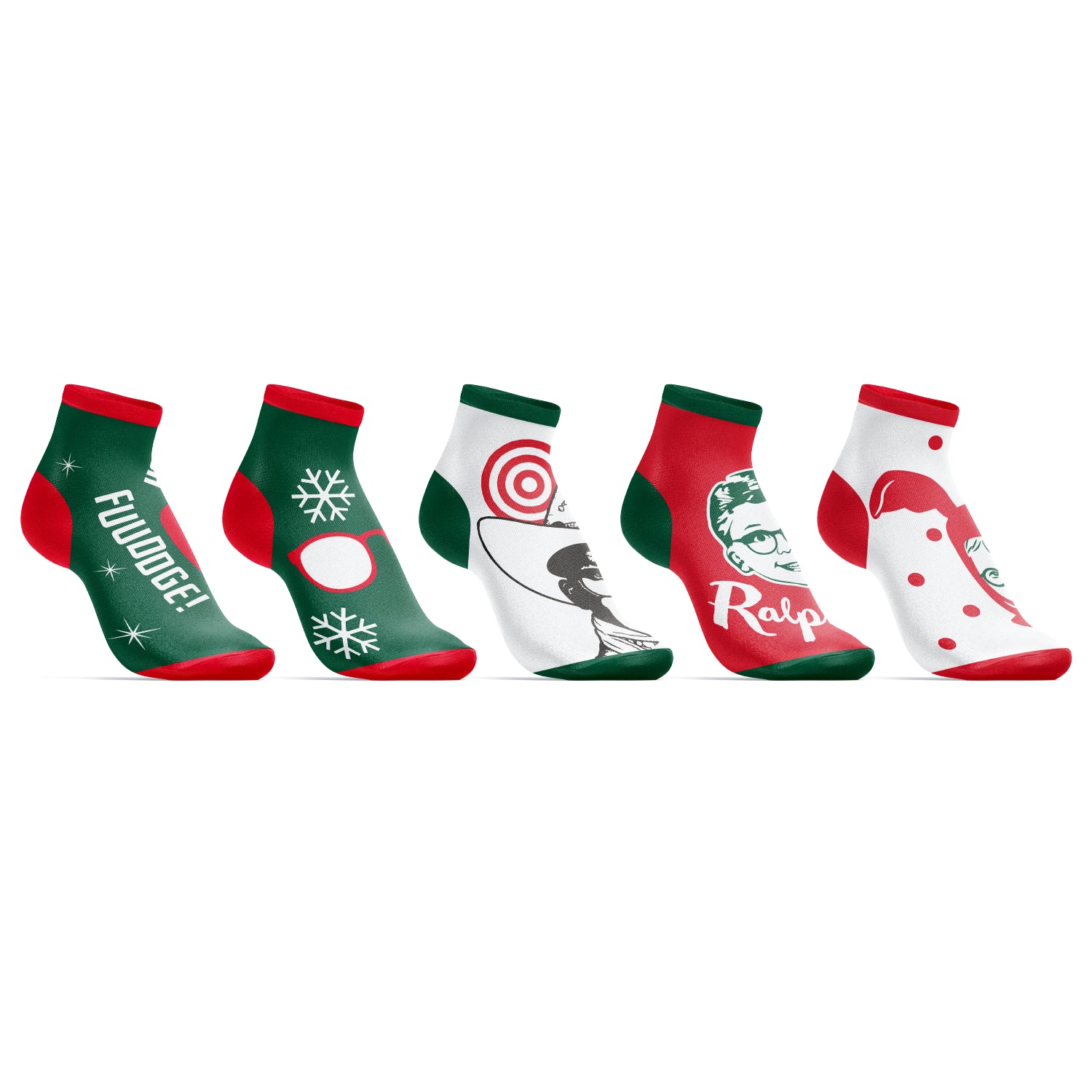 A Christmas Story Themed 5 Pack Womens Juniors Ankle Socks