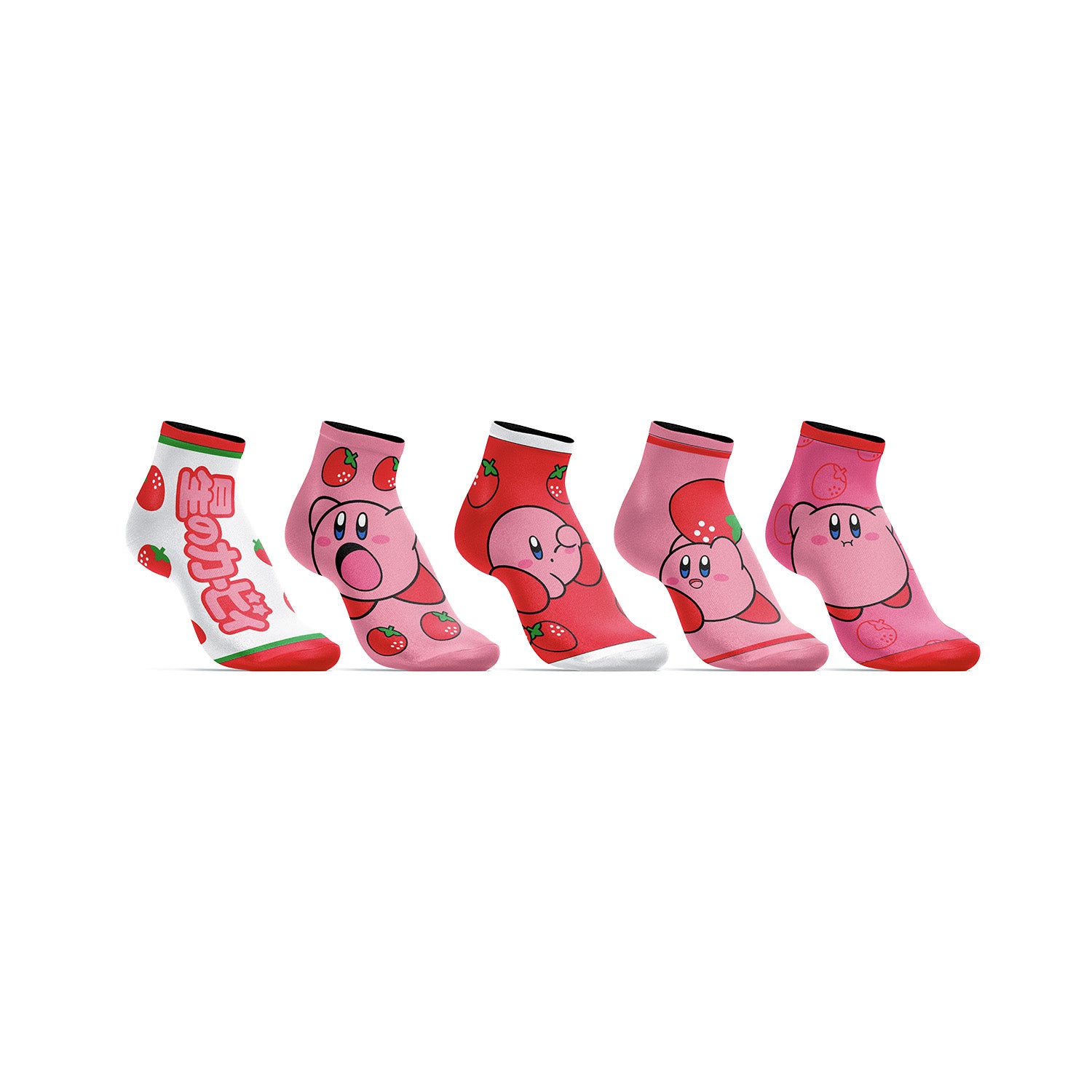 Kirby Strawberries 5 Pack Womens Juniors Ankle Socks