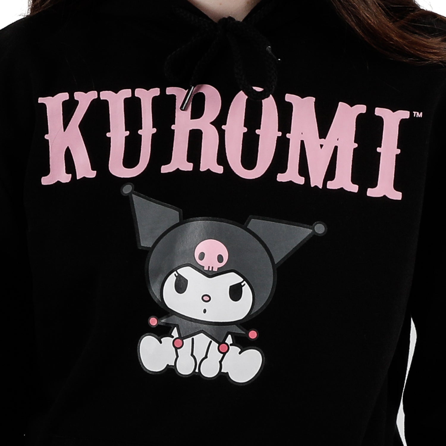 Hello Kitty & Friends Kuromi Sitting Womens Black Hoodie Sweater With Ears